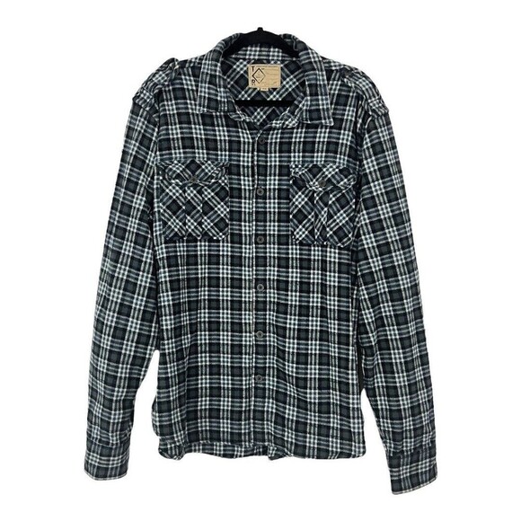 True Religion Men's Size XXXL Blue White Plaid Flannel Long Sleeve Shirt - Picture 1 of 4